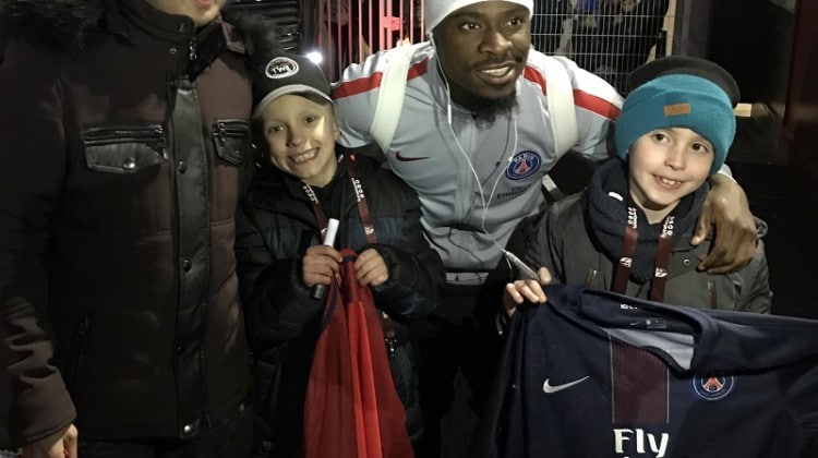 Mardi 18 avril, magnifique rencontre avec les joueurs du PSG pour Léo, Mino et Raphaël